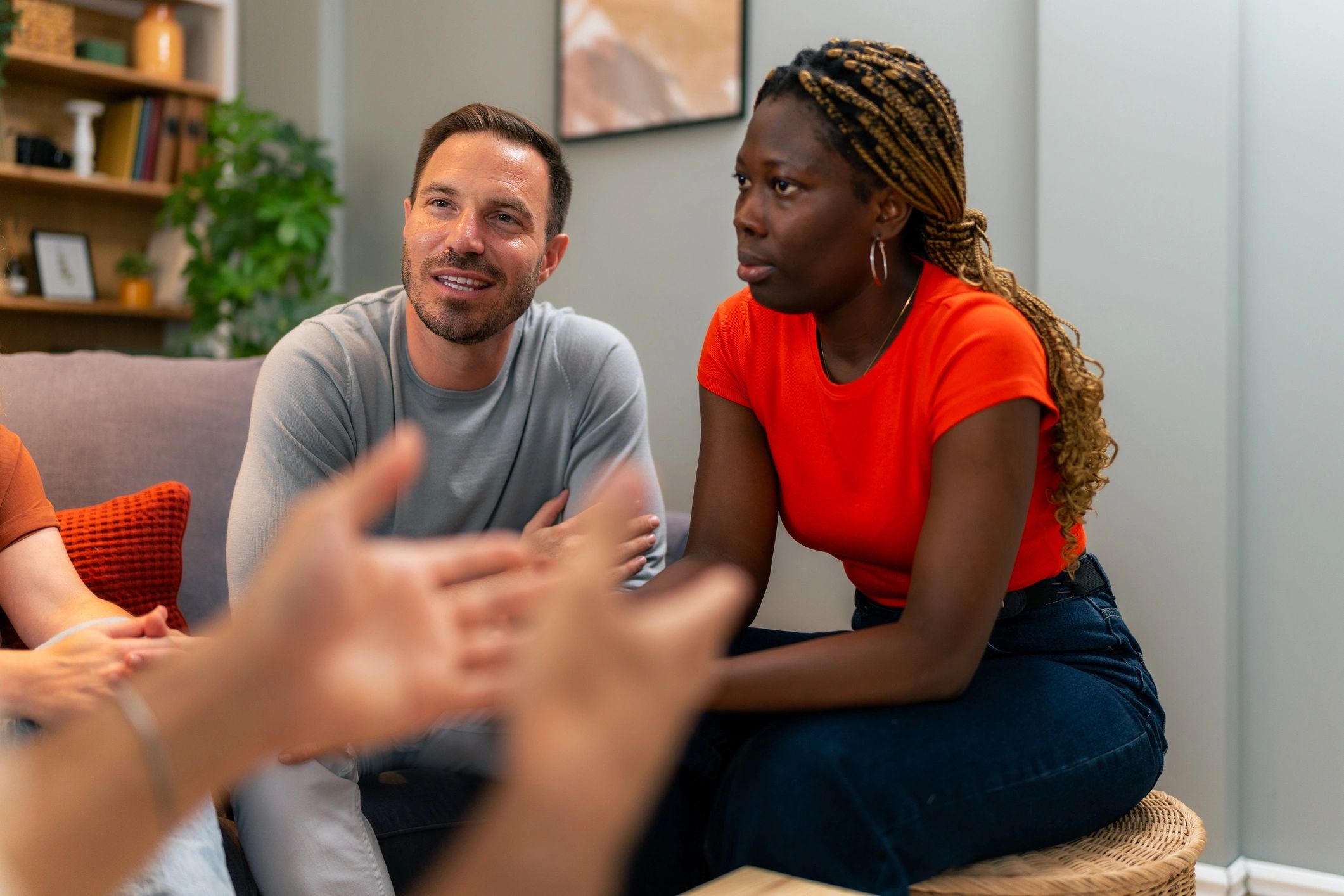 People participating in a support group session